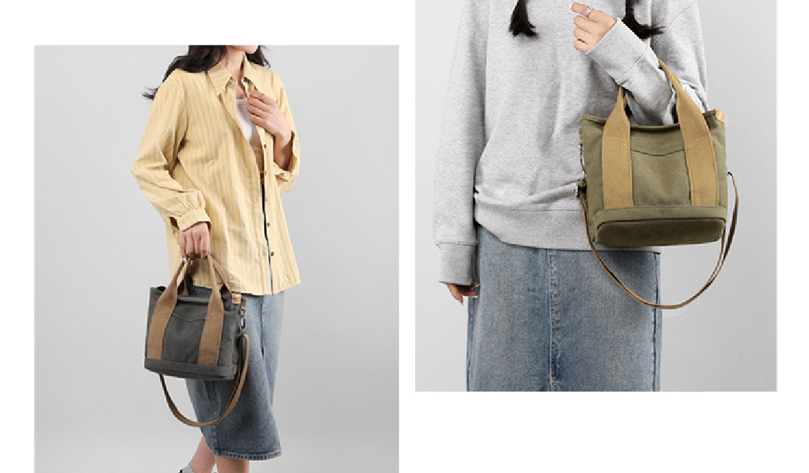 多隔層厚磅帆布兩用托特包 